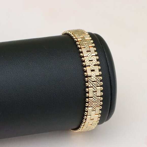 "Elegant Textured Rose Gold Bracelet with Polished Bead Edges, XPBL0865 - Picture 10 of 12